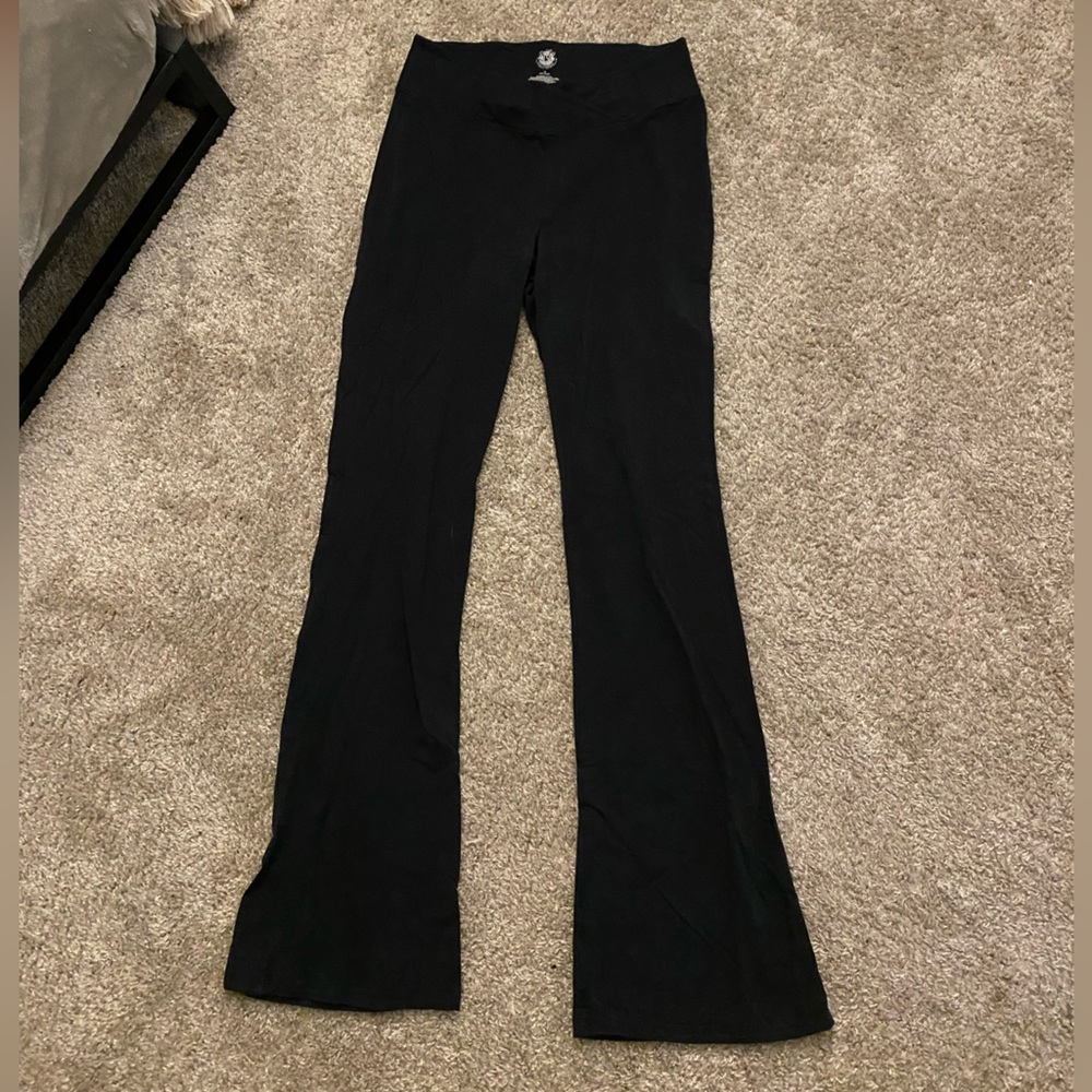 Black, crossover flare leggings from Pacsun, size M